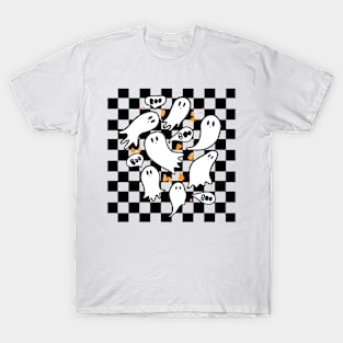 Black checkerboard ghost T-Shirt